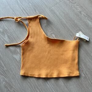 Aerie Crop Top One Shoulder Medium Orange